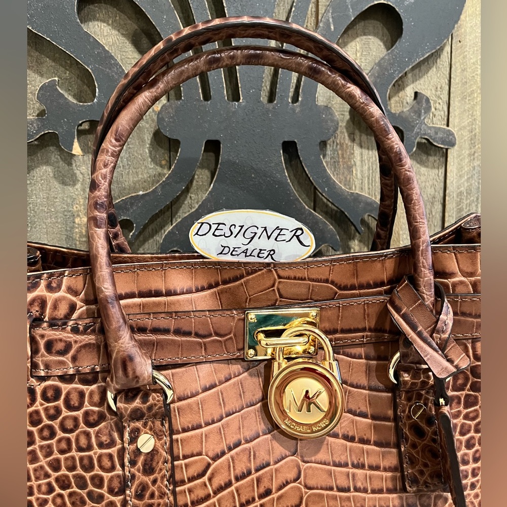 Authentic MICHAEL KORS Croc Embossed Hamilton Satchel VGC! - Picture 4 of 12
